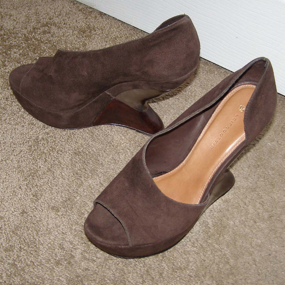 New sz 9 Leifsdottir Brown Suede Wedge Shoes - Picture 5 of 8